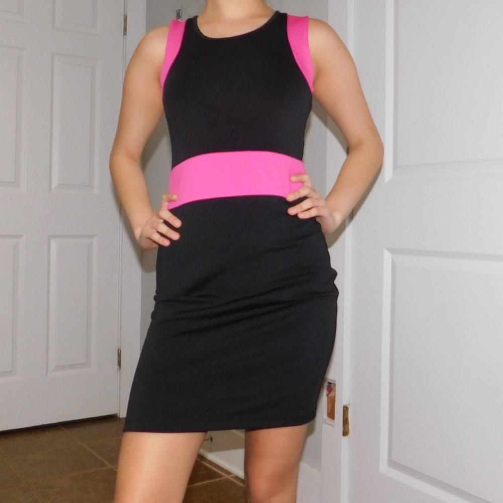 Cute black with pink tight short dress
